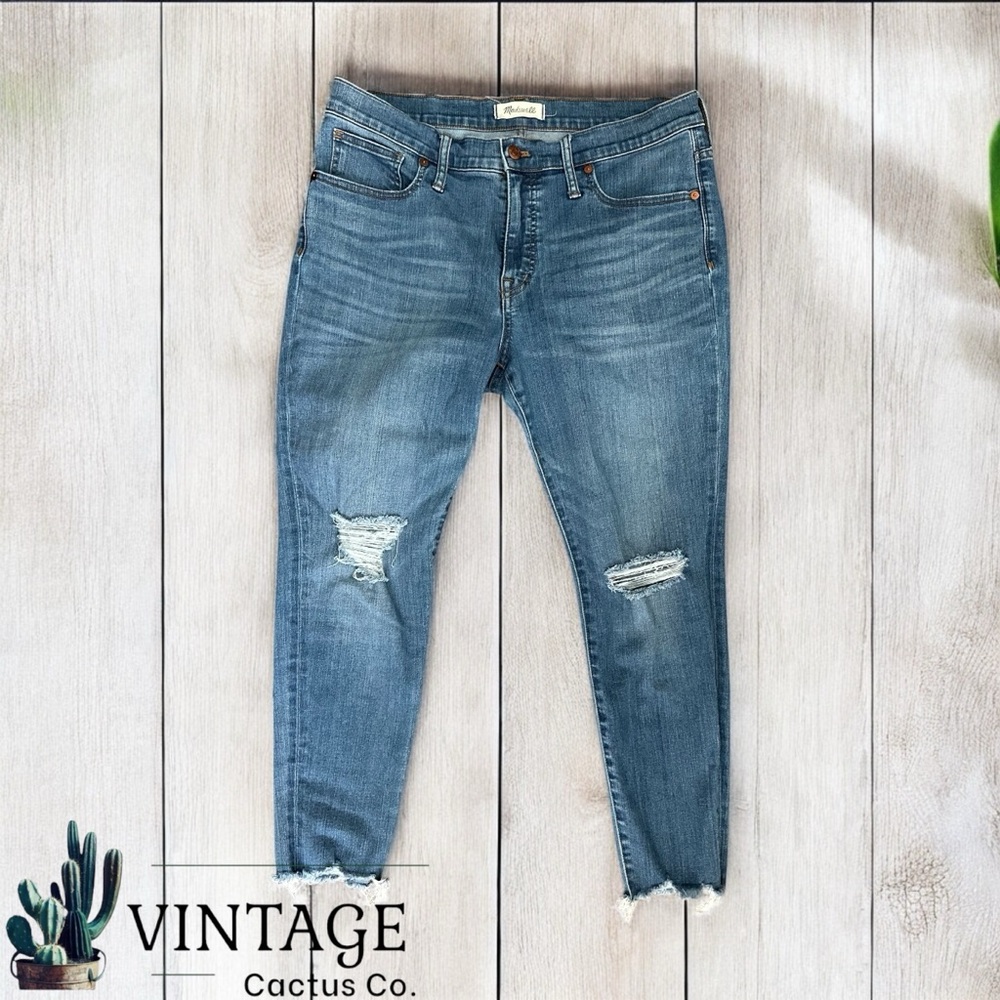 Madewell Women’s 9” High-Rise Distressed Skinny Jeans w/Raw Hem - EUC